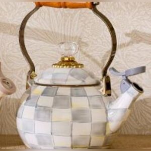 MacKenzie-Childs  Sterling Check Whistling 2-qt Teapot NEW